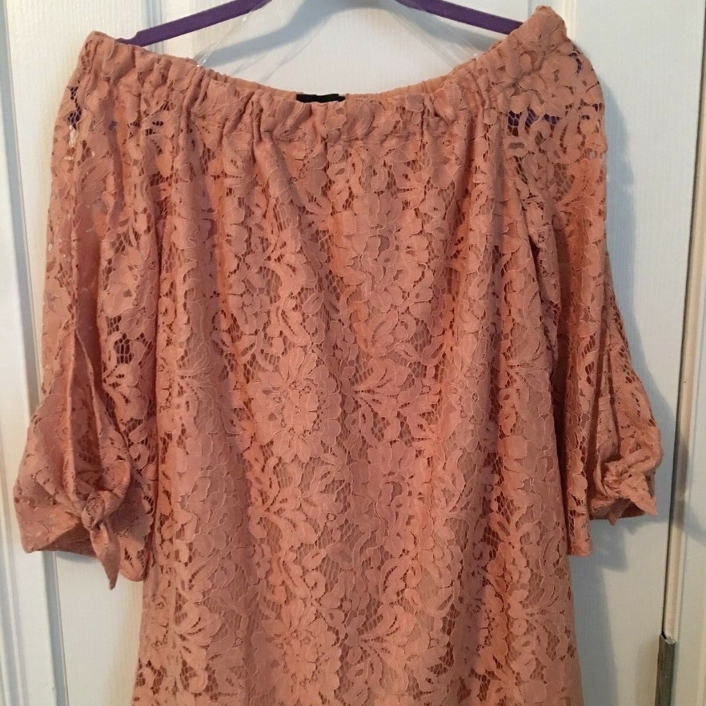 Do+Be Lace Off The Shoulder Shirt Tie Sleeves